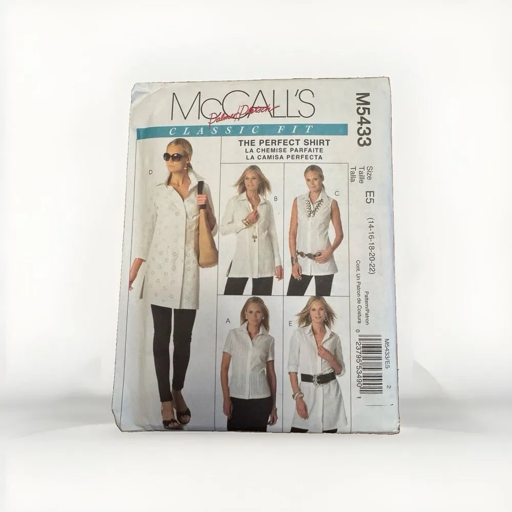 McCalls Perfect Shirt M5433 Womens Sewing Pattern Misses Shirts 14-22